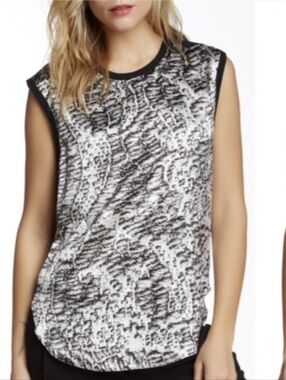 Helmut Lang Black and White Textured Sleeveless Tank SzS